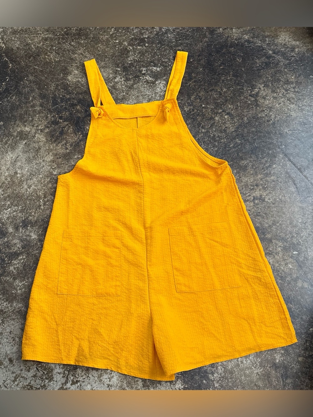 Orange Linen Blend Short Romper Overalls